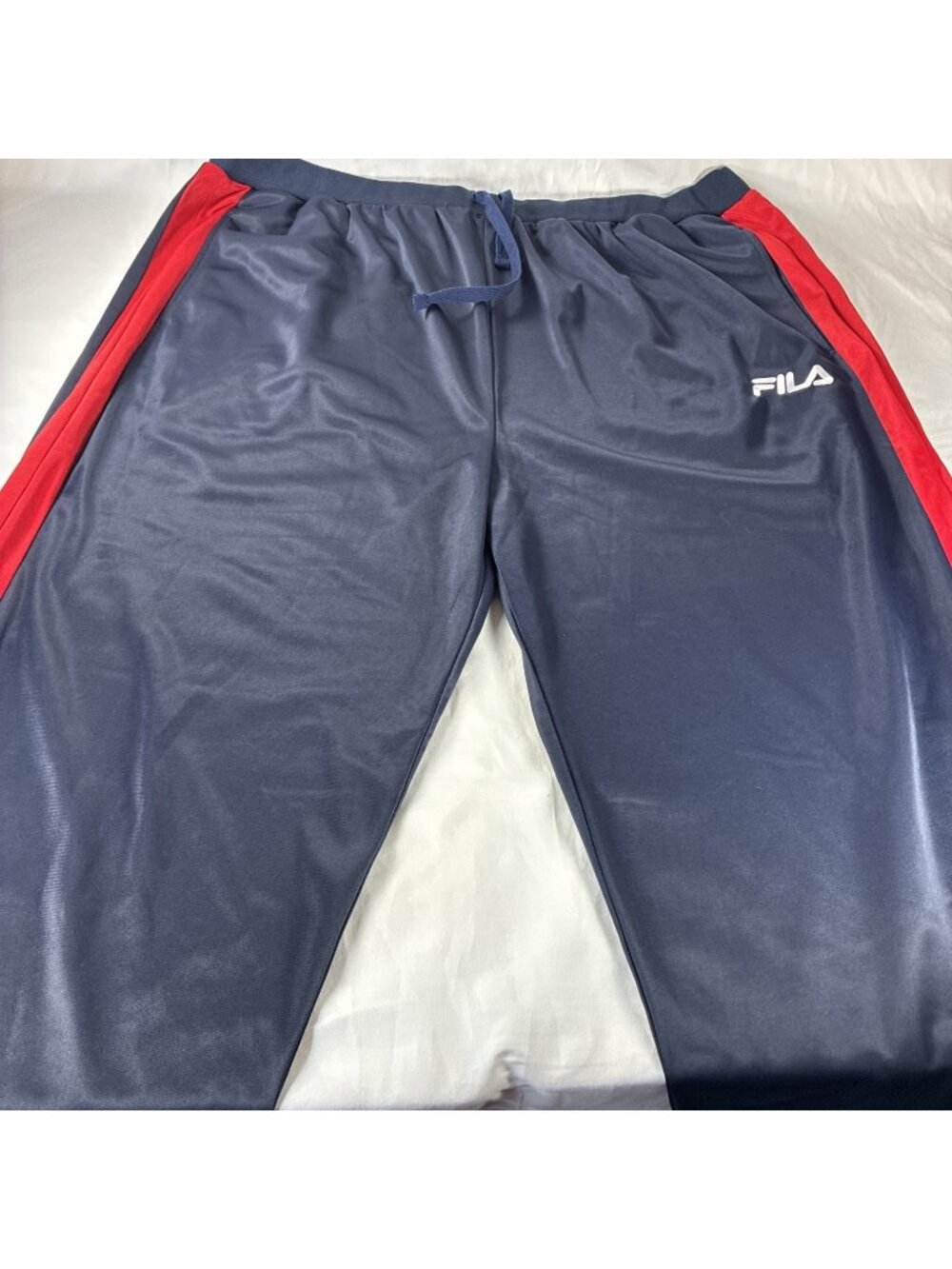 FILA Men Track Pants 4XL Navy Blue Red White Side Stripe Athletic Warmup NWOT